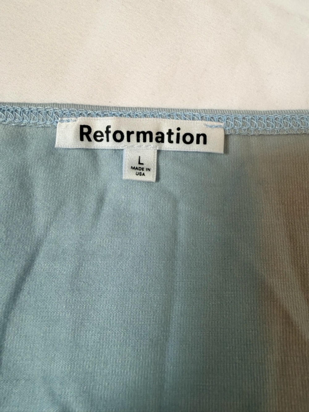 NWT Reformation Bardot Top Mineral Blue Lightweight Square Neck Size Large - Picture 5 of 10